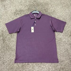 Onward Reserve Polo Shirt Mens Sz Medium Purple Striped Performance Golf Stretch
